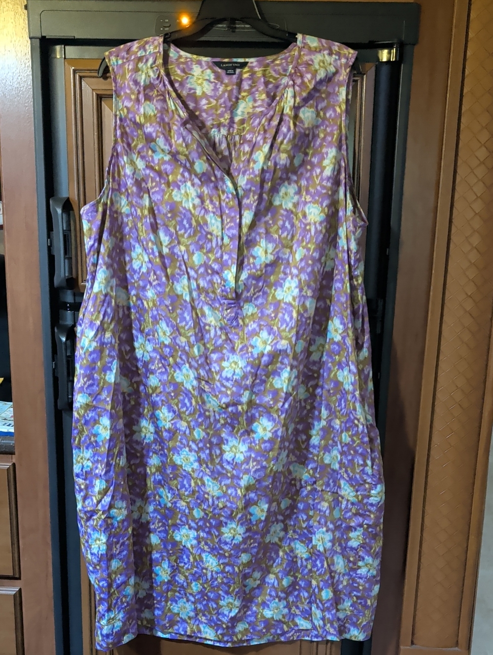 Lands' End Purple Floral Midi Dress